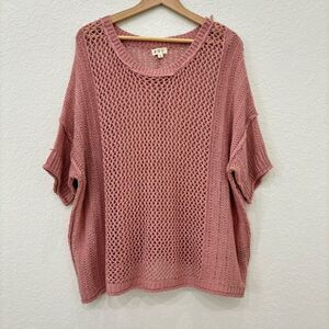 POL Pink Open Knit Oversized Top Size Small